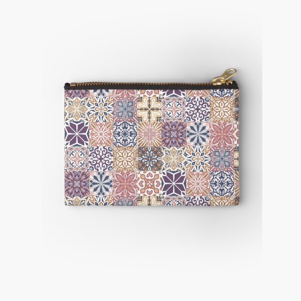 Item preview, Azuleo tiles in muted colors Blue, Pink and Ochre designed and sold by EllilaDesigns.