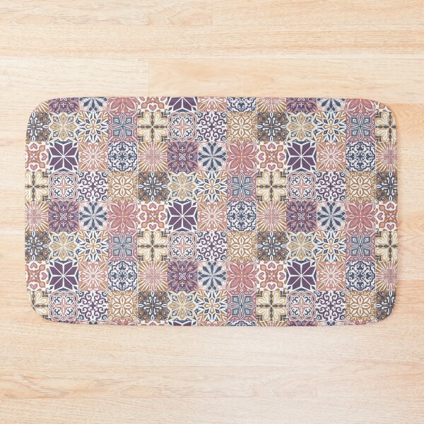 Item preview, Azuleo tiles in muted colors Blue, Pink and Ochre designed and sold by EllilaDesigns.