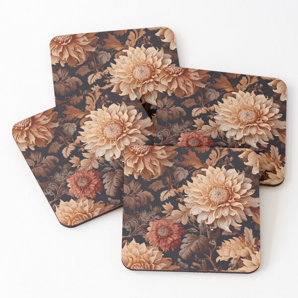 Item preview, Floral Baroque with blooming dahlias in earthy tones designed and sold by Designbes.