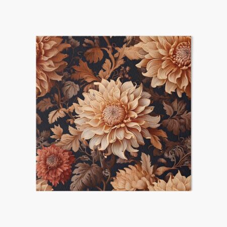 Aperçu de l'œuvre Baroque floral avec des dahlias en fleurs dans des tons terreux créée et vendue par Designbes.
