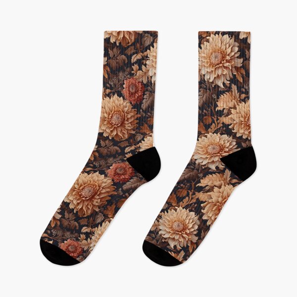 Item preview, Floral Baroque with blooming dahlias in earthy tones designed and sold by Designbes.
