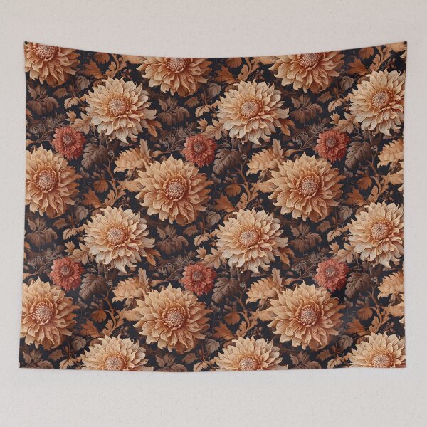 Item preview, Floral Baroque with blooming dahlias in earthy tones designed and sold by Designbes.