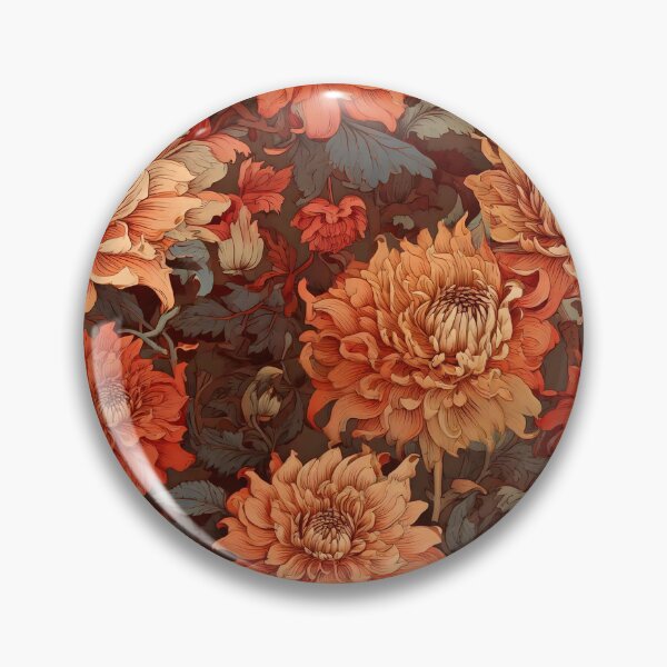 Item preview, Baroque floral and blooming dahlias in earthy tones designed and sold by Designbes.