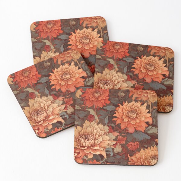 Item preview, Baroque floral and blooming dahlias in earthy tones designed and sold by Designbes.