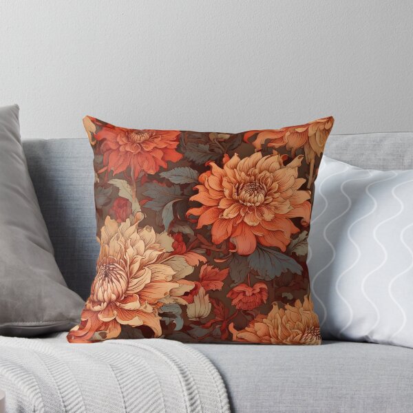 Item preview, Baroque floral and blooming dahlias in earthy tones designed and sold by Designbes.