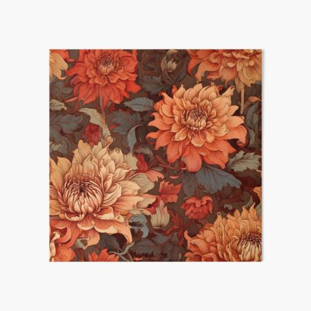 Aperçu de l'œuvre Dahlias floraux et fleuris baroques aux tons terreux créée et vendue par Designbes.