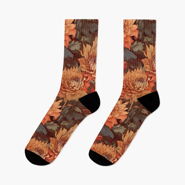 Item preview, Baroque floral and blooming dahlias in earthy tones designed and sold by Designbes.