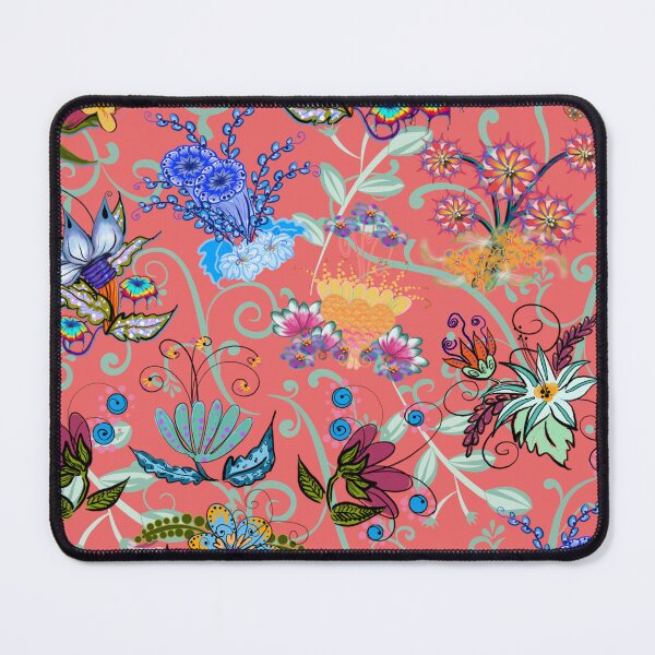 Item preview, Fairyland Flowers Boho Beauties on Coral Background designed and sold by CheriesArt.