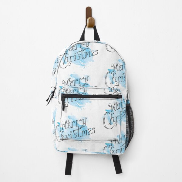 Item preview, Merry Christmas Hand lettering with blue watercolor texture designed and sold by Jdawnink.