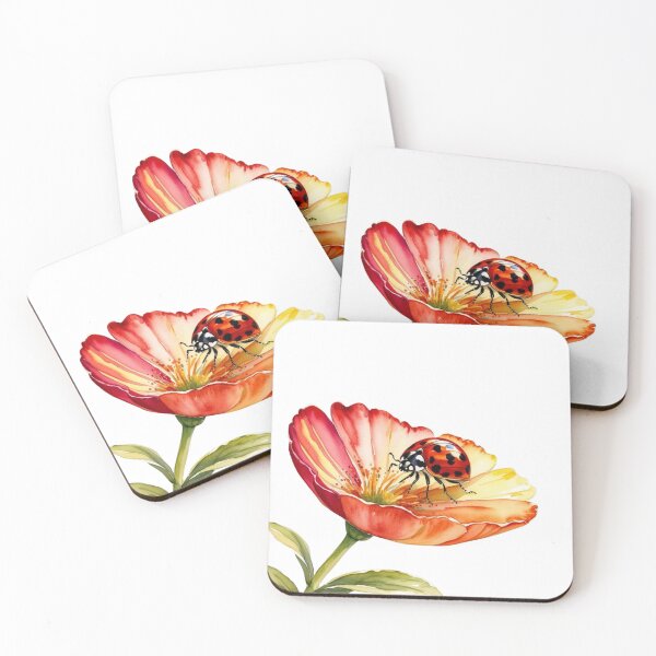 Item preview, "Ladybug on Flower Petal – Watercolor Garden Art" designed and sold by STmez Design.