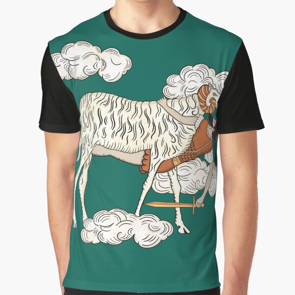 Item preview, Odysseus escaping under the ram - mythology illustration designed and sold by Ancient-Tales.
