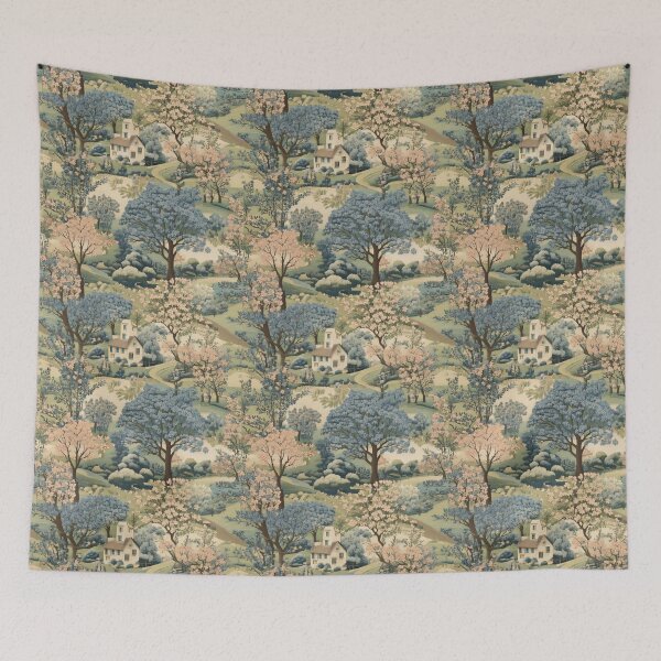 Item preview, classic toile-inspired floral countryside scene designed and sold by Designbes.