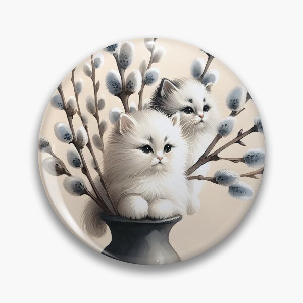 Item preview, Kittens In Pussy Willow Bouquet designed and sold by Maria Dryfhout.