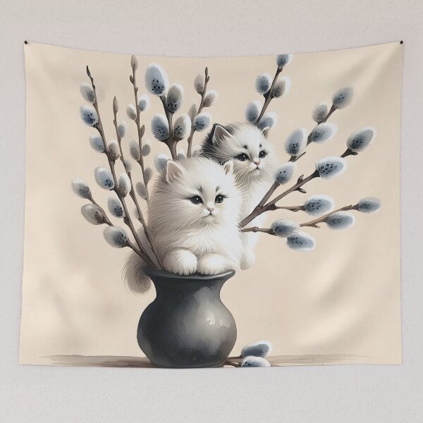 Item preview, Kittens In Pussy Willow Bouquet designed and sold by Maria Dryfhout.