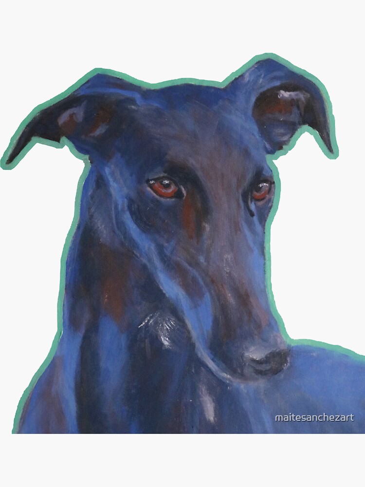 Thumbnail 3 of 3, Sticker, Blue Greyhound designed and sold by maitesanchezart.