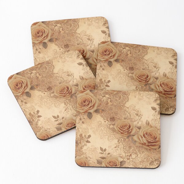 Item preview, Vintage floral lace patterns with sepia roses designed and sold by Designbes.