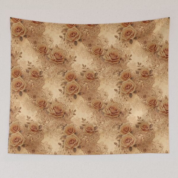 Item preview, Vintage floral lace patterns with sepia roses designed and sold by Designbes.