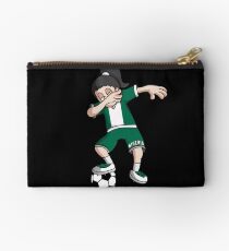 Nigeria Football Dabbing Soccer Girl With Soccer Ball And National Flag Jersey Futbol Fan Design Studio Pouch