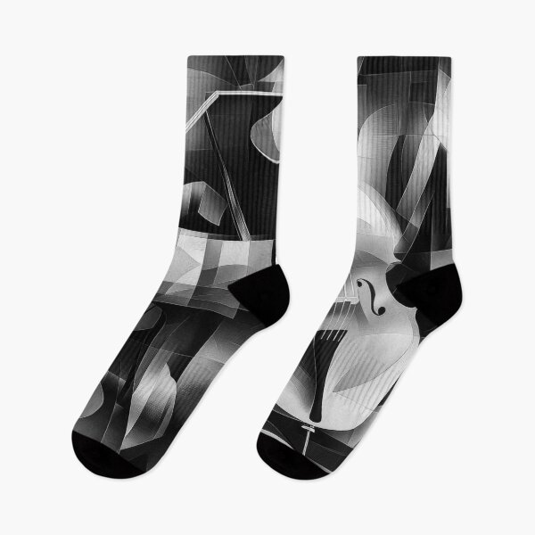 Item preview, Abstract Cello and Piano Art in Black and White designed and sold by MargaretWiktor.