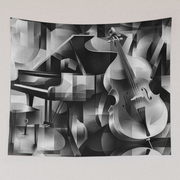 Item preview, Abstract Cello and Piano Art in Black and White designed and sold by MargaretWiktor.