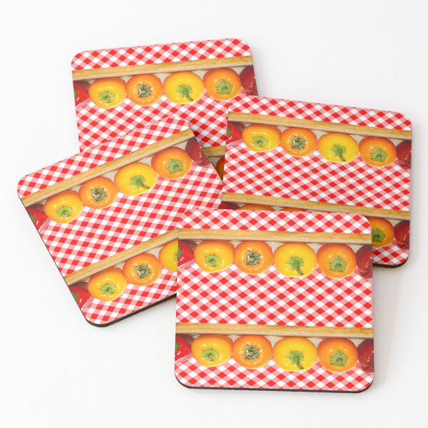 Item preview, Colorful peppers on a checkered tablecloth designed and sold by manoloshoping.