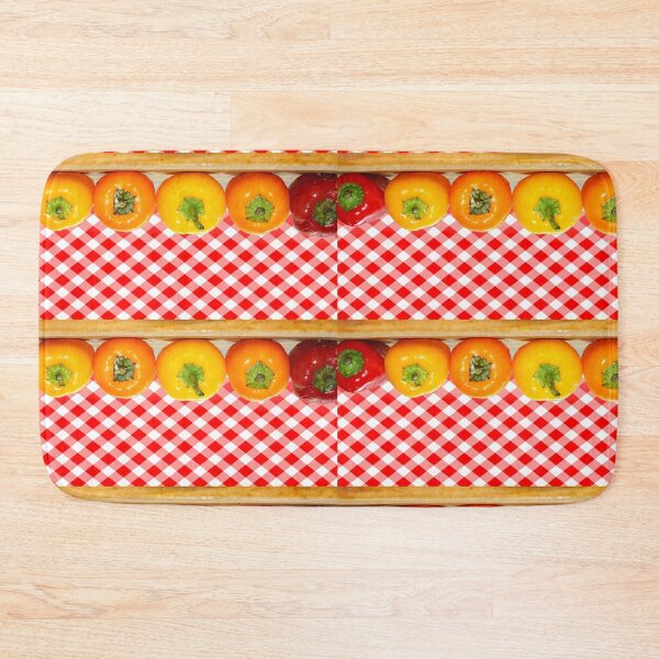 Item preview, Colorful peppers on a checkered tablecloth designed and sold by manoloshoping.