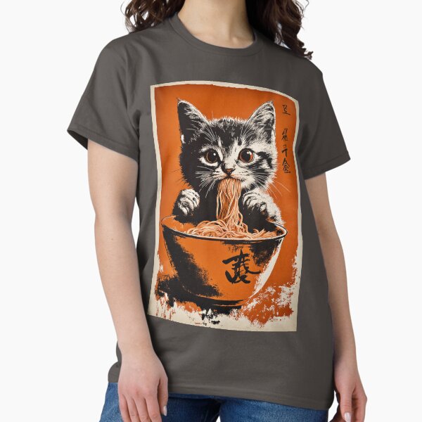 Vista previa del artículo con la obra «Un dulce gatito sorbiendo sus fideos.», diseñado y vendido por FloridaFurworks.