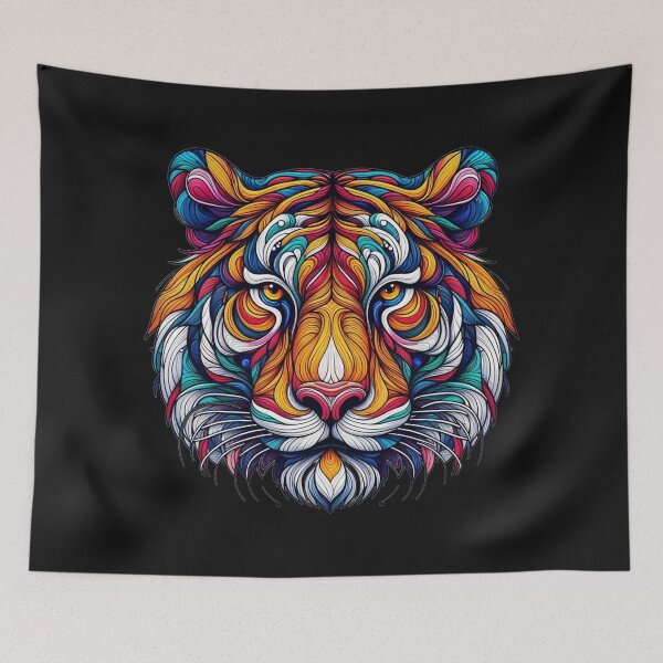 Item preview, Colorful Psychedelic Tiger - Wild and Modern Art designed and sold by latelierdechris.