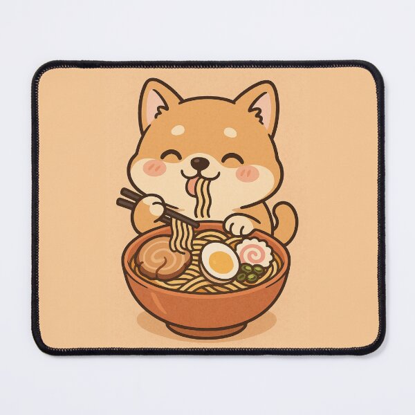 Item preview, Kawaii dog eating ramen designed and sold by MerlinWear.