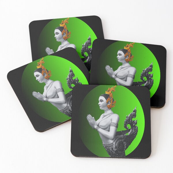 Item preview, B&W Kinnaree on Green Background designed and sold by Linklandiya.