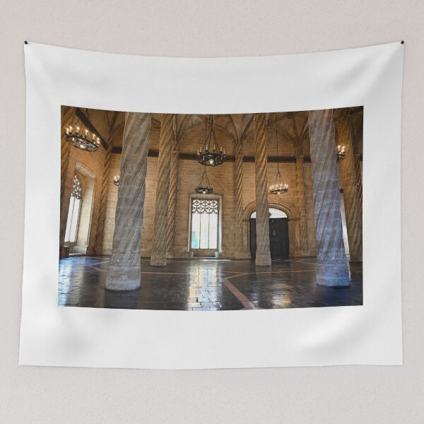 Item preview, The Llotja de la Seda silk market stone columns interior,Valencia,Spain  designed and sold by goceris.