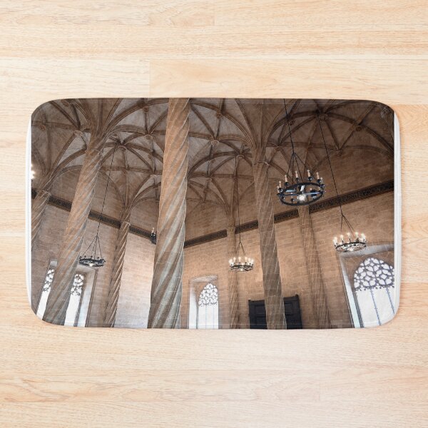 Item preview, The Llotja de la Seda silk market interior,stone columns and lamps,Valencia  designed and sold by goceris.