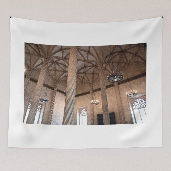 Item preview, The Llotja de la Seda silk market interior,stone columns and lamps,Valencia  designed and sold by goceris.