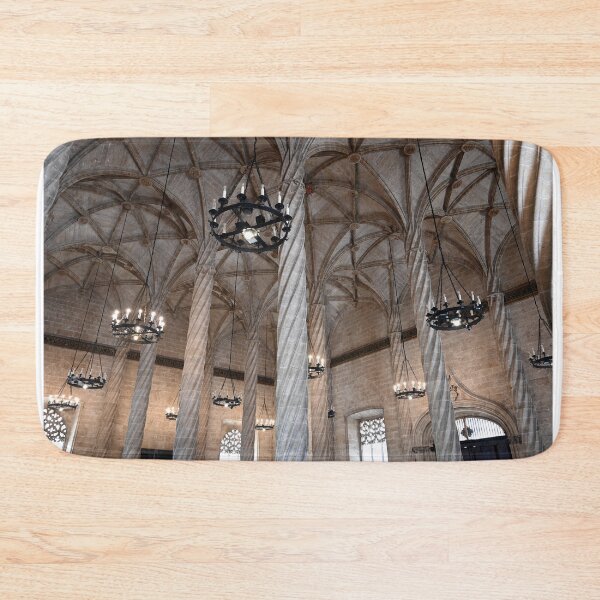 Item preview, The Llotja de la Seda silk market interior,stone columns and lamps,Valencia,Spain  designed and sold by goceris.