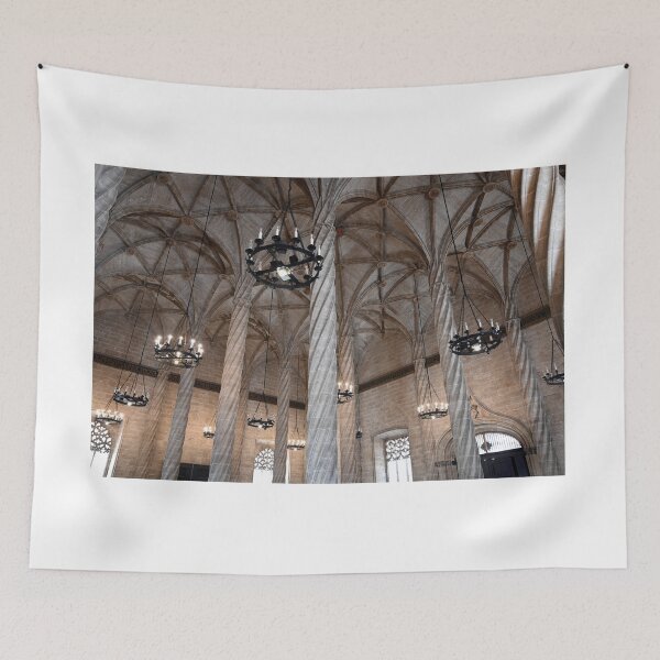 Item preview, The Llotja de la Seda silk market interior,stone columns and lamps,Valencia,Spain  designed and sold by goceris.