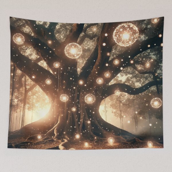 Item preview, The Luminous Tree – Celestial Orbs of Light designed and sold by AbstractAnom.