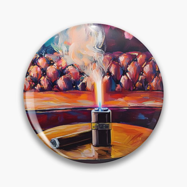 Item preview, Indulge in Luxury - Leather Sofa and Lit Cigar Against Vibrant Abstract Backdrop designed and sold by OlfactoART Studio.