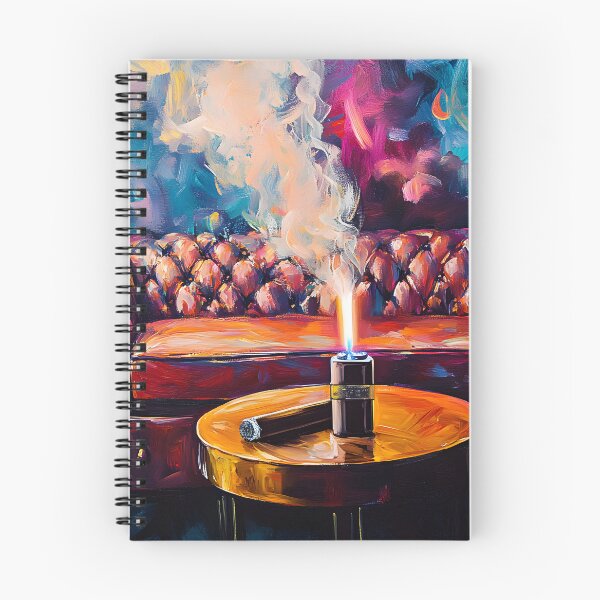 Item preview, Indulge in Luxury - Leather Sofa and Lit Cigar Against Vibrant Abstract Backdrop designed and sold by OlfactoART Studio.