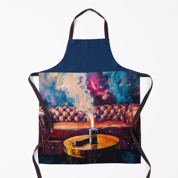 Item preview, Indulge in Luxury - Leather Sofa and Lit Cigar Against Vibrant Abstract Backdrop designed and sold by OlfactoART Studio.