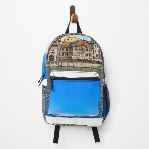 Item preview, Historic Zurich city center with Grossmunster churh and a tourist boat sails on the river Limmat, Switzerland designed and sold by goceris.