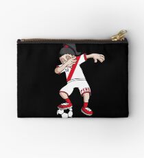 Peru Football Dabbing Soccer Girl With Soccer Ball And National Flag Jersey Futbol Fan Design Studio Pouch
