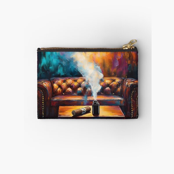 Item preview, A Plush, Tufted Leather Sofa Contrasting in a Vibrant Luxurious Cigar Lounge designed and sold by OlfactoART Studio.