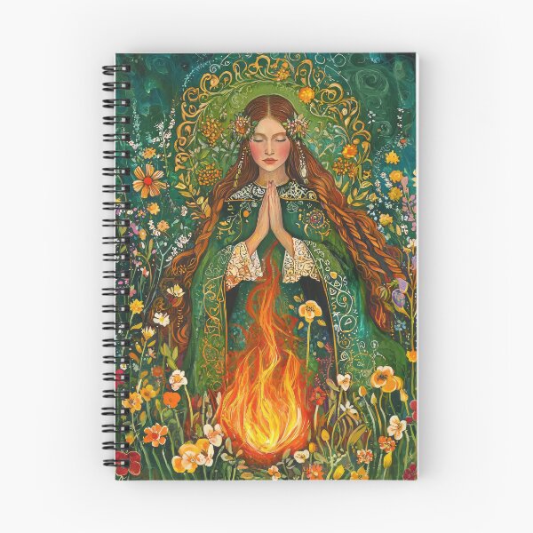 Item preview, Celtic Nature Goddess with Fire and Wildflowers Illustration designed and sold by viking75store.