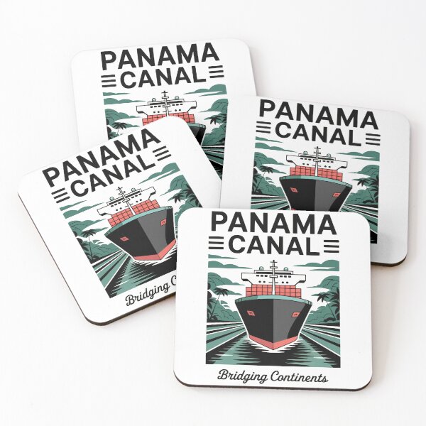 Item preview, Panama Canal – Retro Vintage Cargo Ship Illustration | Bridging Continents designed and sold by pod24.