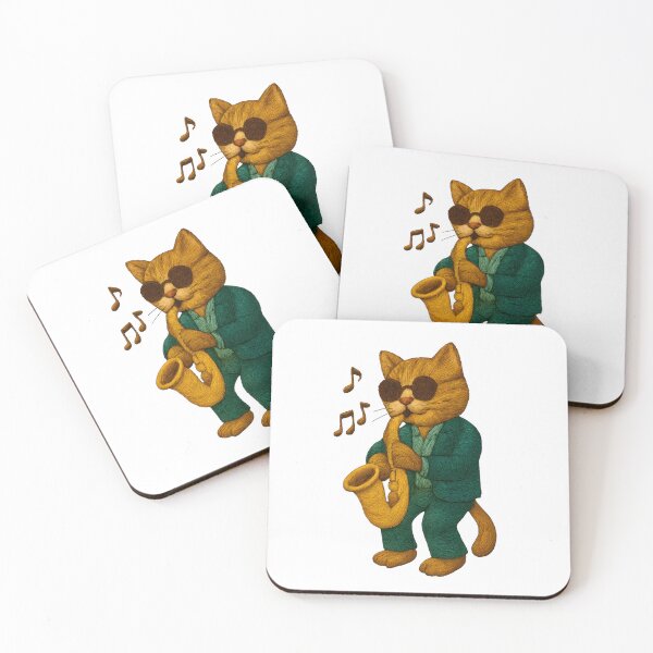 Item preview, Jazz Cat with Saxophone – Cool Embroidered Jazz Vibe designed and sold by #Adulting Central.