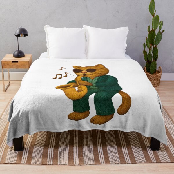 Item preview, Jazz Cat with Saxophone – Cool Embroidered Jazz Vibe designed and sold by #Adulting Central.