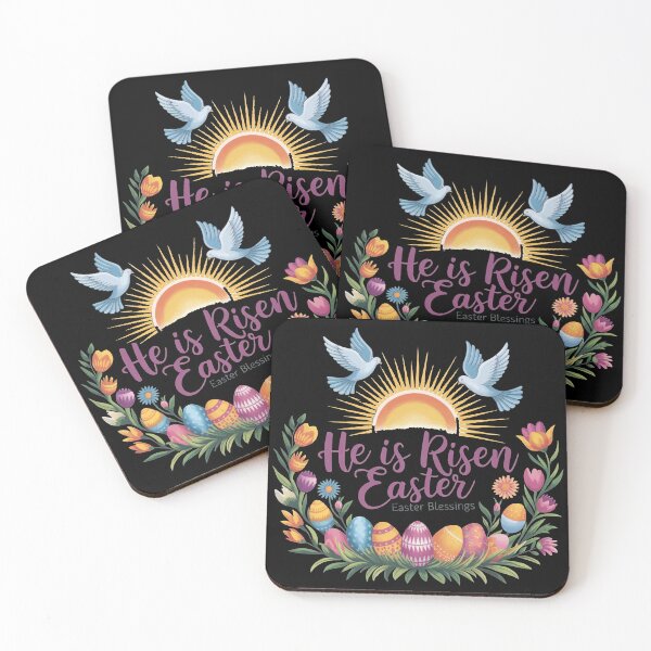 Item preview, He Is Risen Easter Sunrise Design With Doves, Flowers And Easter Eggs designed and sold by thespecialtyhub.