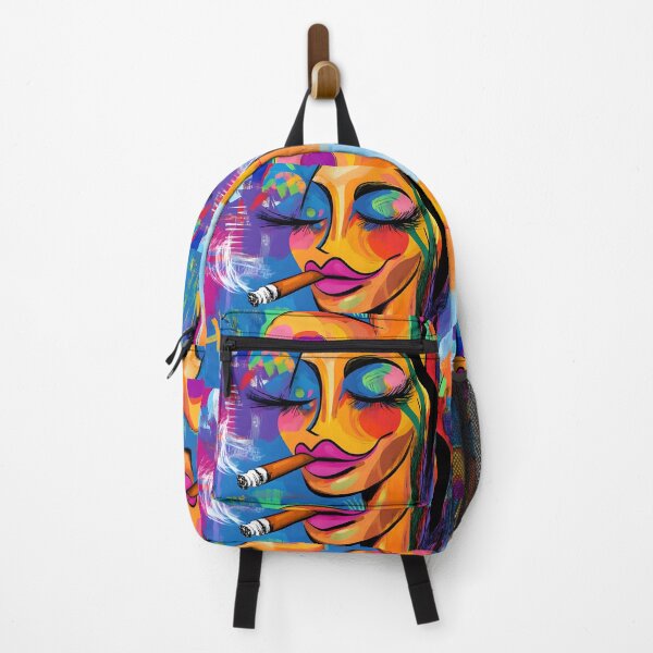 Item preview, Fiery Expression - Stylized Woman Smoking a Cigar in a Vivid Abstract Burst Abstract Digital AI Art designed and sold by OlfactoART Studio.