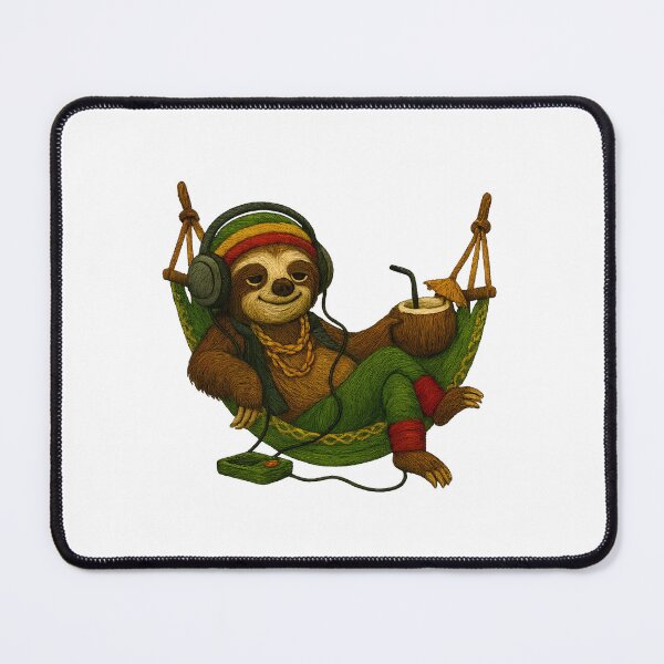 Item preview, Reggae Sloth in Hammock – Chill Embroidered Island Vibe designed and sold by #Adulting Central.