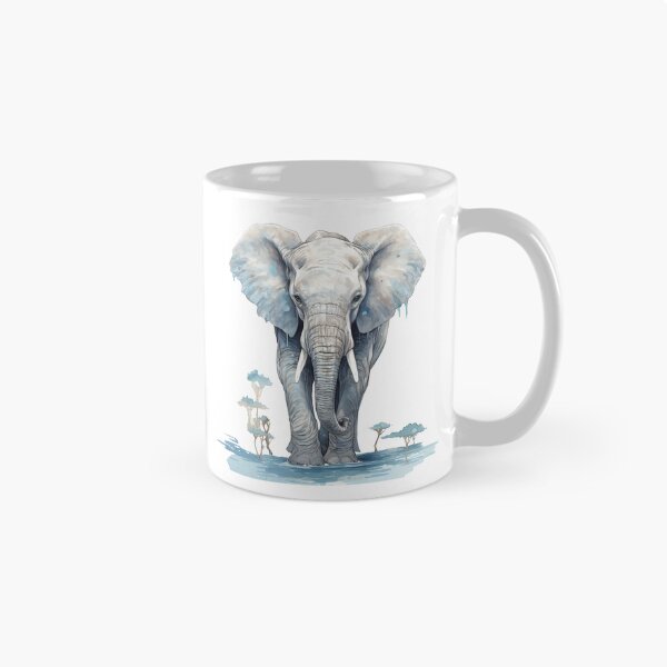Item preview, Blue elephant with water landscape designed and sold by AI-Zauberwelt.